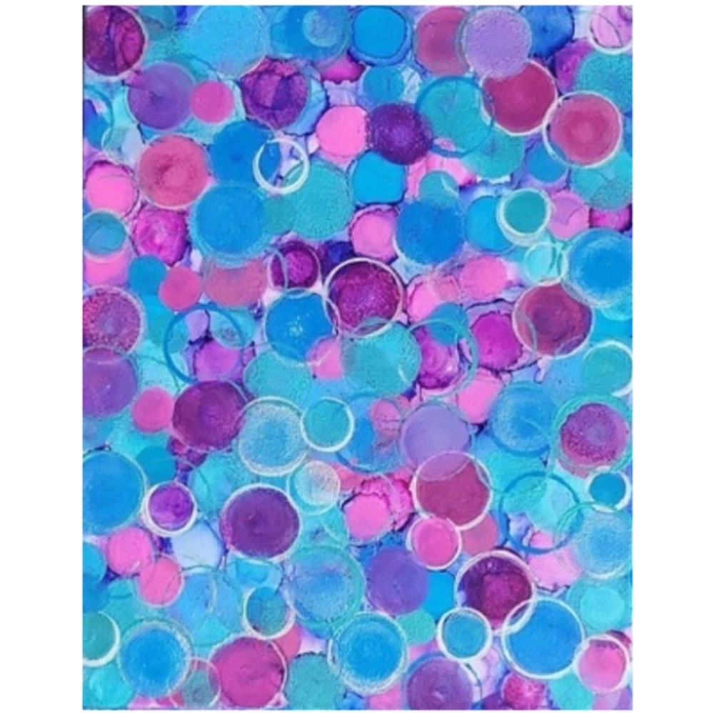 Hand Crafted Blue Pink and Purple Abstract Design 11x14 Inches Canvas Painting - Picture 2 of 4